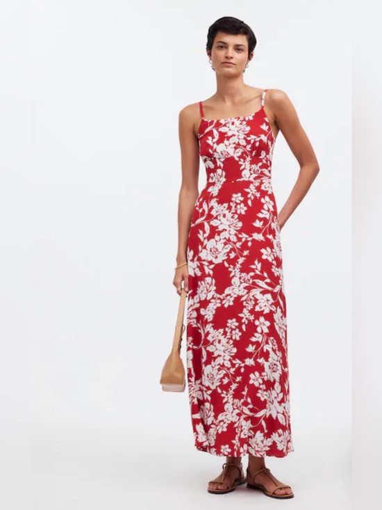 Madewell Dresses & Skirts - Madewell Square-Neck Tank Dress in Floral Red and White Size 2